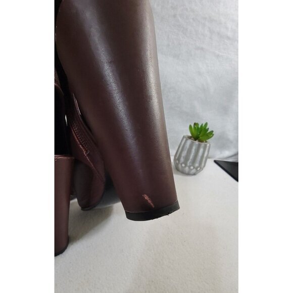 Vince Womens Burgundy Brigham Oxblood Open Toe Bootie Leather Upper‎ Size 7M - Picture 11 of 13